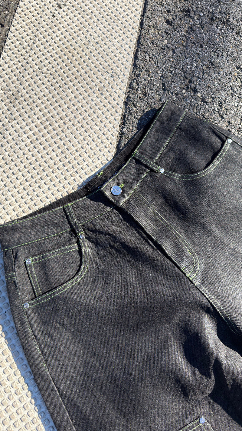 Waxed denim double knee