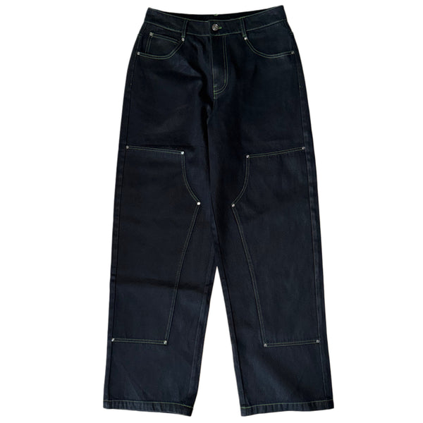 Waxed denim double knee